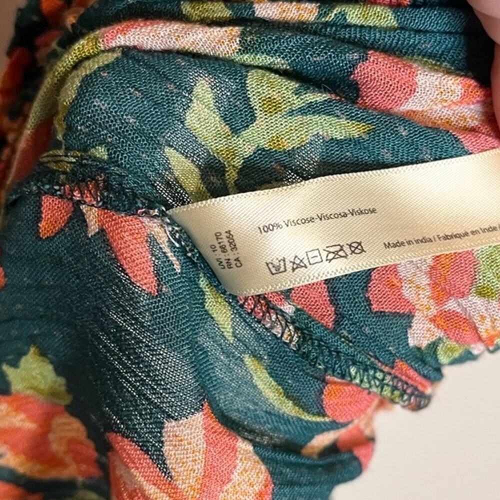 FREE PEOPLE suki floral off the shoulder top green pink size small casual summer - Picture 8 of 8